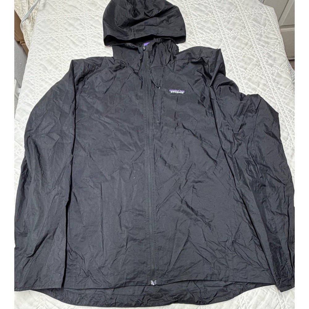 Patagonia Houdini Jacket Men Large Black Windbreaker Full Zip Hooded 24142